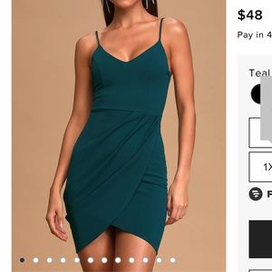 Lulu’s Forever Your Girl Teal Bodycon Dress NWT